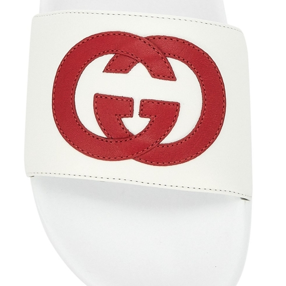 GUCCI Pursuit interlocking GG Logo Slide Sandals, white/red. Brand new in box - Picture 5 of 12